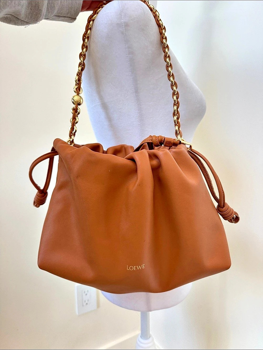 Loewe Medium Flamenco Purse in Mellow Nappa Lambskin Shoulder Bag in Brown